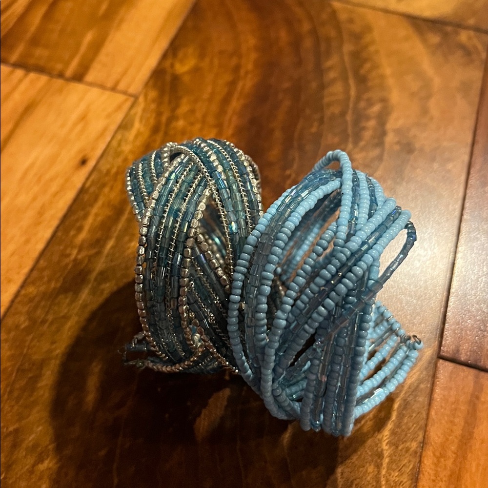 Blue and Silver Beaded Bracelet